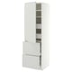 METOD / MAXIMERA Élément haut+tablettes/4tir/pte/2fc, blanc/Aspudden gris clair, 60x60x200 cm