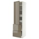 METOD / MAXIMERA Élément haut+tablettes/4tir/pte/2fc, blanc/VOXTORP gris-brun foncé brillant vertical, 60x60x220 cm