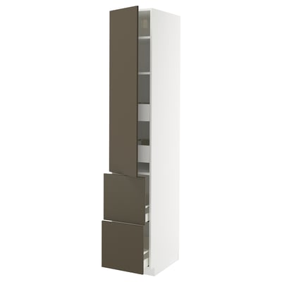 METOD / MAXIMERA Élément haut+tablettes/4tir/pte/2fc