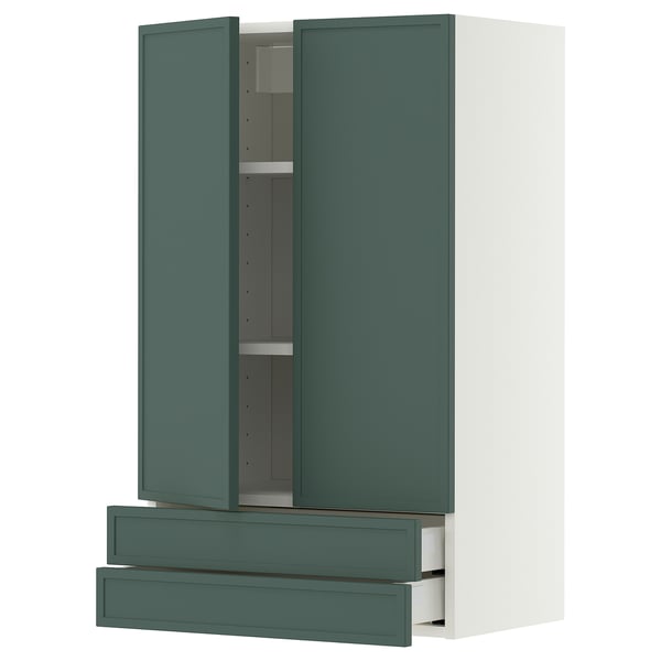 METOD / MAXIMERA Élément mural 2portes/2tiroirs, blanc/Aspudden gris-vert foncé, 60x100 cm