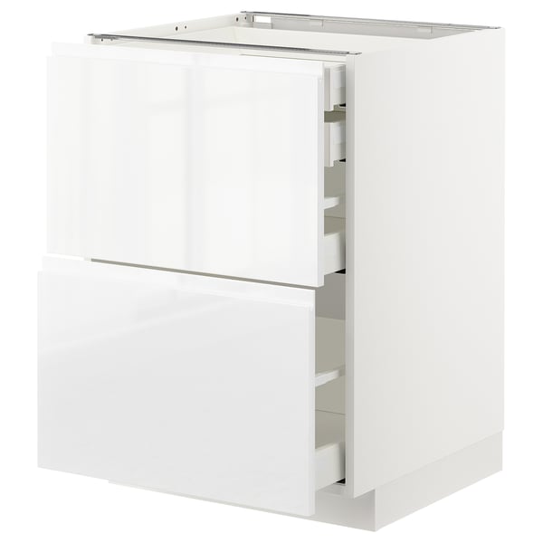 METOD / MAXIMERA Élt bas 2faces/2tir bas+1moy+1haut, blanc/Voxtorp brillant/blanc, 60x60 cm