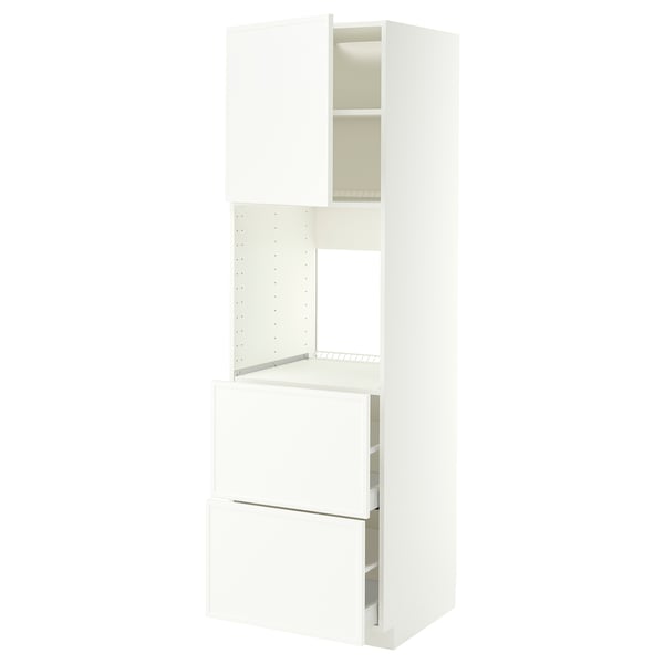 METOD / MAXIMERA Rangement four+tiroir/2fcs/2tir ht, blanc/Aspudden blanc mat, 60x60x200 cm