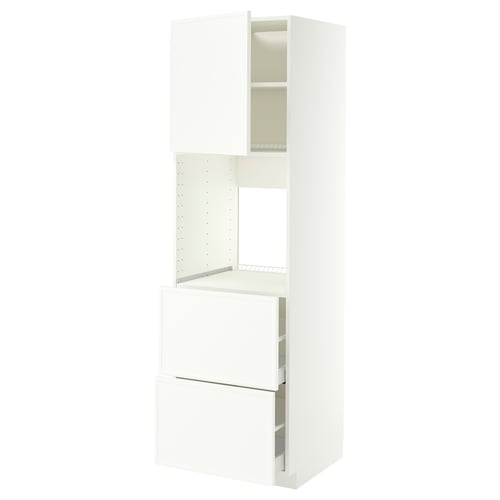 METOD / MAXIMERA Rangement four+tiroir/2fcs/2tir ht, blanc/Aspudden blanc mat, 60x60x200 cm
