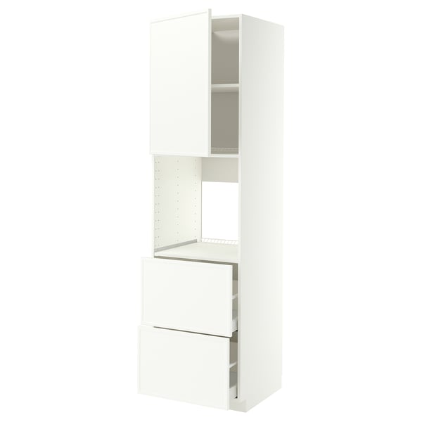 METOD / MAXIMERA Rangement four+tiroir/2fcs/2tir ht, blanc/Aspudden blanc mat, 60x60x220 cm