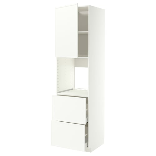 METOD / MAXIMERA Rangement four+tiroir/2fcs/2tir ht, blanc/Aspudden blanc mat, 60x60x220 cm
