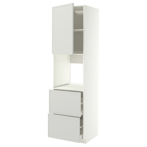 METOD / MAXIMERA Rangement four+tiroir/2fcs/2tir ht, blanc/Aspudden gris clair, 60x60x220 cm