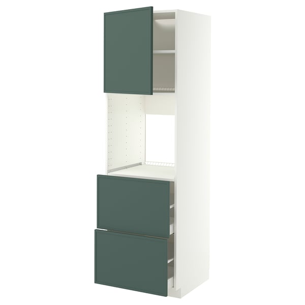 METOD / MAXIMERA Rangement four+tiroir/2fcs/2tir ht, blanc/Aspudden gris-vert foncé, 60x60x200 cm