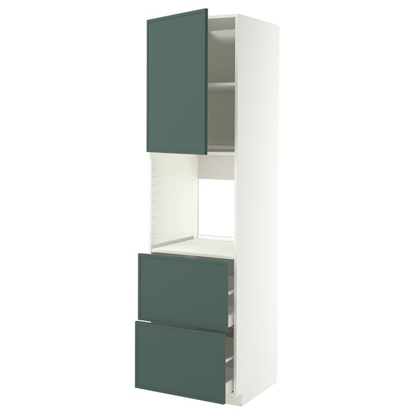 METOD / MAXIMERA Rangement four+tiroir/2fcs/2tir ht, blanc/Aspudden gris-vert foncé, 60x60x220 cm