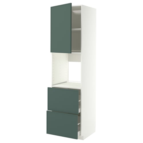 METOD / MAXIMERA Rangement four+tiroir/2fcs/2tir ht, blanc/Aspudden gris-vert foncé, 60x60x220 cm