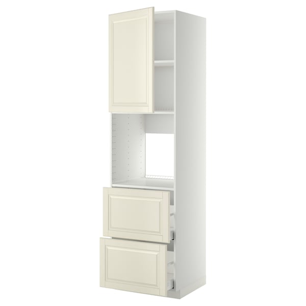 METOD / MAXIMERA Rangement four+tiroir/2fcs/2tir ht, blanc/Bodbyn blanc cassé, 60x60x220 cm