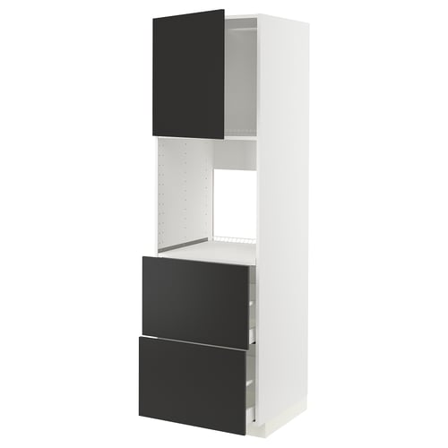 METOD / MAXIMERA Rangement four+tiroir/2fcs/2tir ht, blanc/Nickebo anthracite mat, 60x60x200 cm
