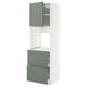 METOD / MAXIMERA Rangement four+tiroir/2fcs/2tir ht, blanc/Nickebo gris mat-vert, 60x60x200 cm