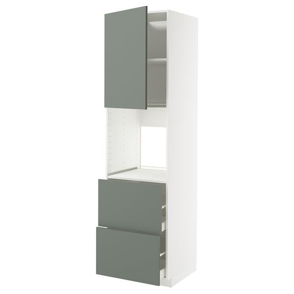 METOD / MAXIMERA Rangement four+tiroir/2fcs/2tir ht, blanc/Nickebo gris mat-vert, 60x60x220 cm