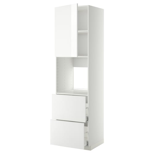 METOD / MAXIMERA Rangement four+tiroir/2fcs/2tir ht, blanc/Ringhult blanc, 60x60x220 cm
