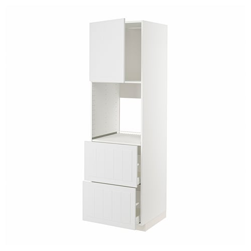 METOD / MAXIMERA Rangement four+tiroir/2fcs/2tir ht, blanc/Stensund blanc, 60x60x200 cm