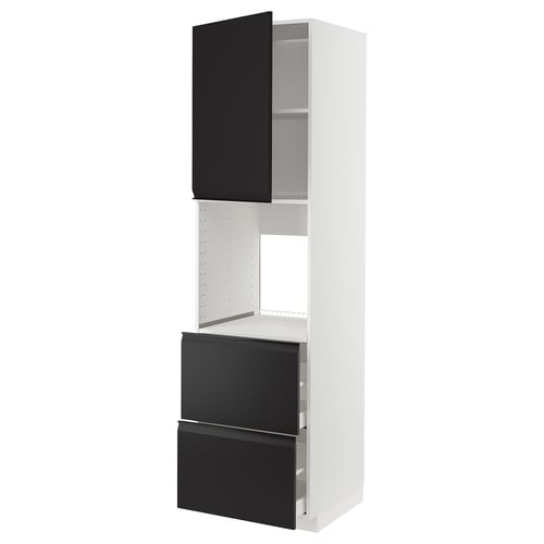 METOD / MAXIMERA Rangement four+tiroir/2fcs/2tir ht, blanc/Upplöv anthracite mat, 60x60x220 cm