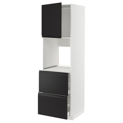 METOD / MAXIMERA Rangement four+tiroir/2fcs/2tir ht, blanc/Upplöv anthracite mat, 60x60x200 cm