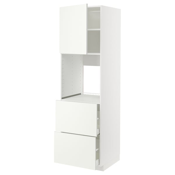 METOD / MAXIMERA Rangement four+tiroir/2fcs/2tir ht, blanc/Vallstena blanc, 60x60x200 cm