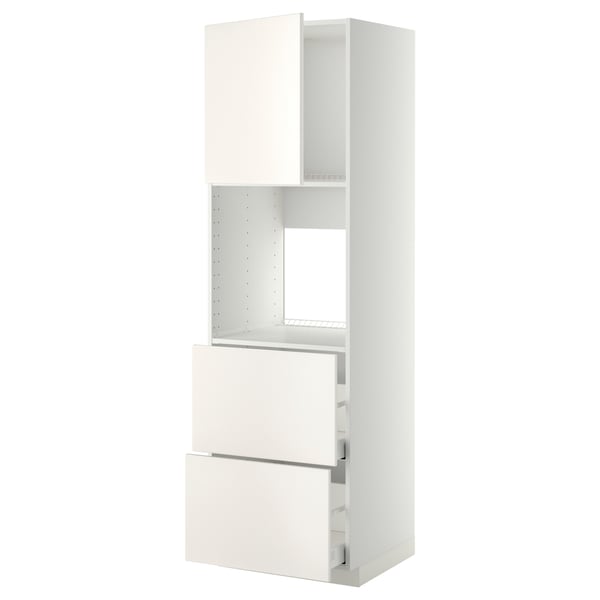 METOD / MAXIMERA Rangement four+tiroir/2fcs/2tir ht, blanc/Veddinge blanc, 60x60x200 cm