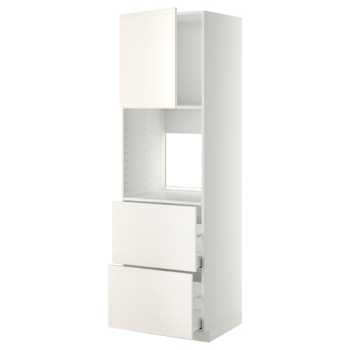 METOD / MAXIMERA Rangement four+tiroir/2fcs/2tir ht, blanc/Veddinge blanc, 60x60x200 cm
