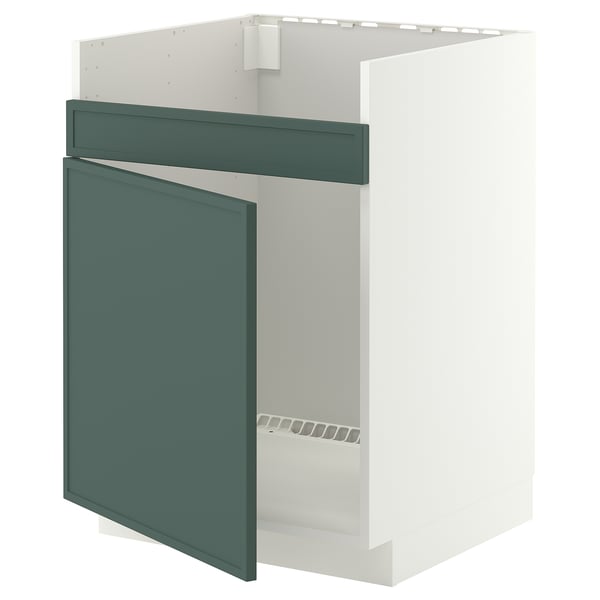 METOD Rangemt bas pour évier 1 bac HAVSEN, blanc/Aspudden gris-vert foncé, 60x60 cm