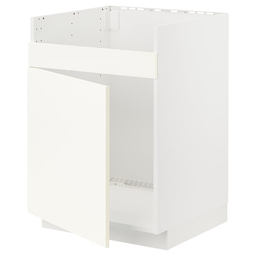 METOD Rangemt bas pour évier 1 bac HAVSEN, blanc/Vallstena blanc, 60x60 cm