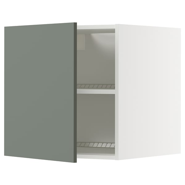 METOD Surmeuble réfr/cong, blanc/Nickebo gris mat-vert, 60x60 cm