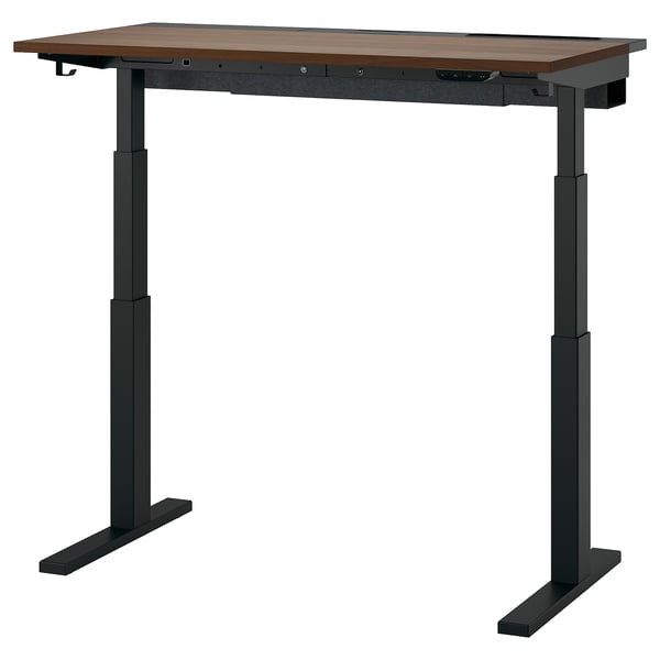 MITTZON Bureau assis/debout, électrique plaqué noyer/noir, 120x60 cm