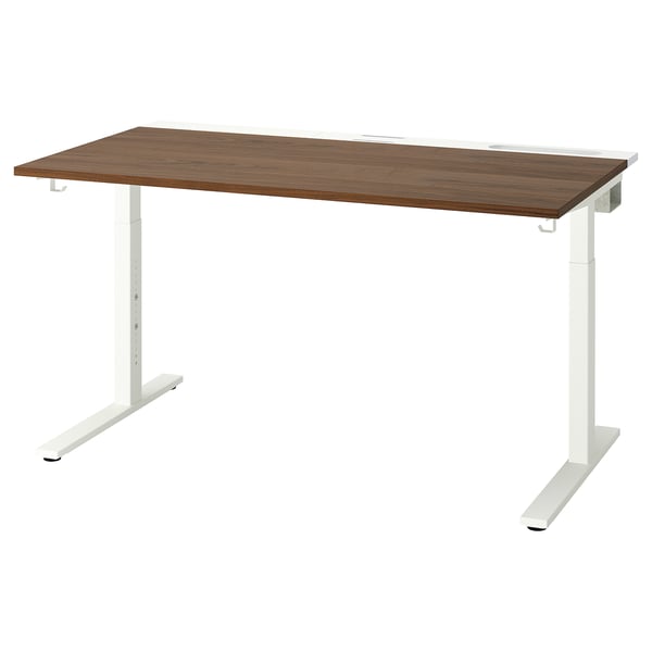 MITTZON Bureau, plaqué noyer/blanc, 140x80 cm