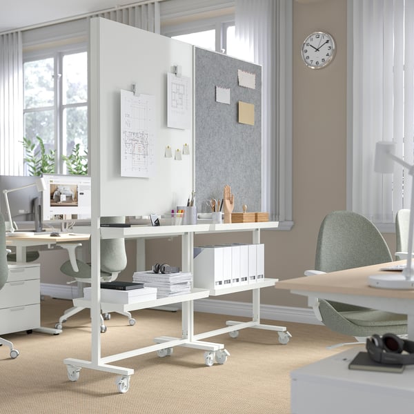 MITTZON Struct roul/tableau/tablet/bte câbl, blanc, 85x205 cm