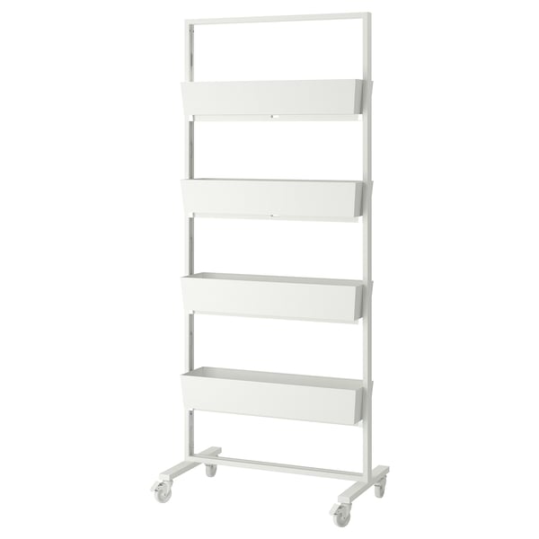 MITTZON Structure à roulettes+bacs, blanc, 85x205 cm