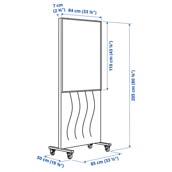 MITTZON Structure roulettes/cloison/tableau, Gunnared beige/blanc, 85x205 cm