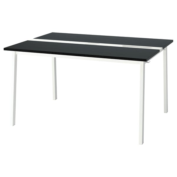 MITTZON Table conférence, plaqué frêne teinté noir/blanc, 140x108x75 cm