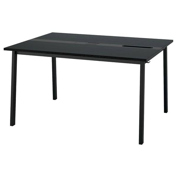 MITTZON Table conférence, plaqué frêne teinté noir/noir, 140x108x75 cm