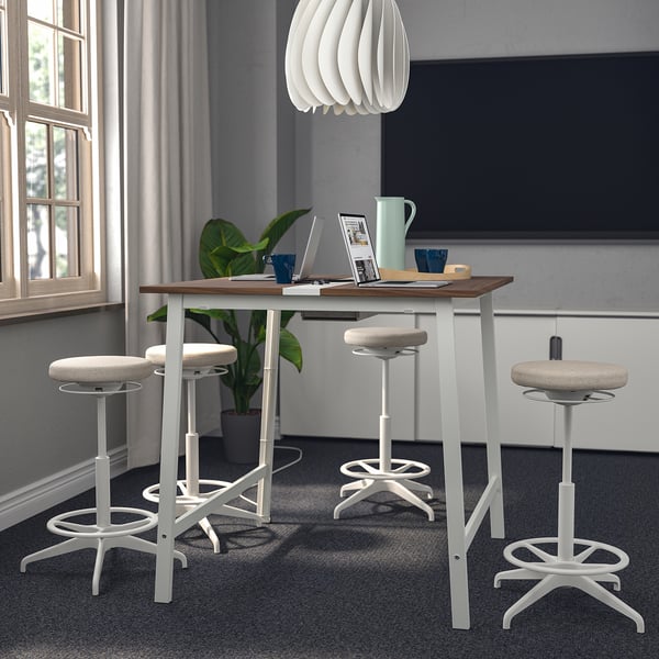 MITTZON Table conférence, plaqué noyer/blanc, 140x108x105 cm