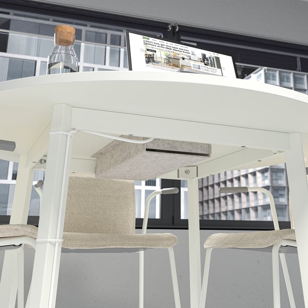 MITTZON Table conférence, rond/blanc, 120x75 cm