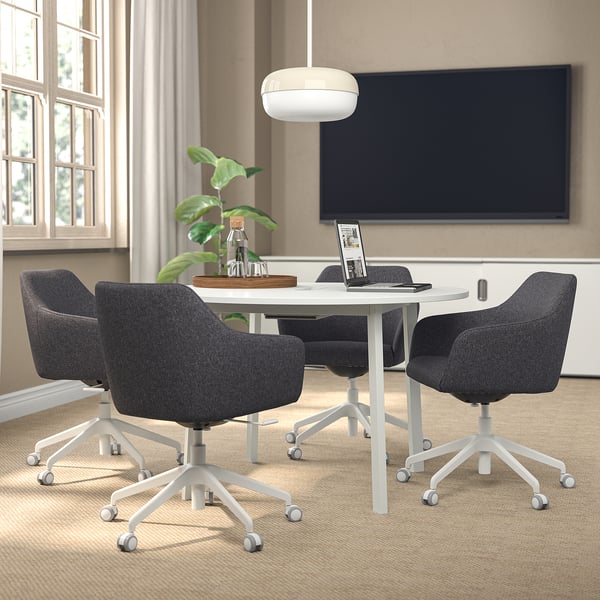 MITTZON Table conférence, rond/blanc, 120x75 cm