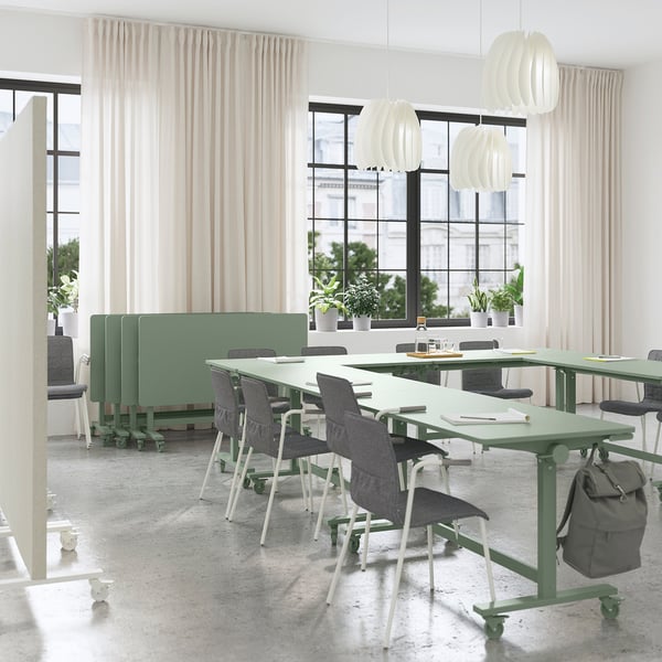 MITTZON Table pliante à roulettes, vert, 140x70 cm