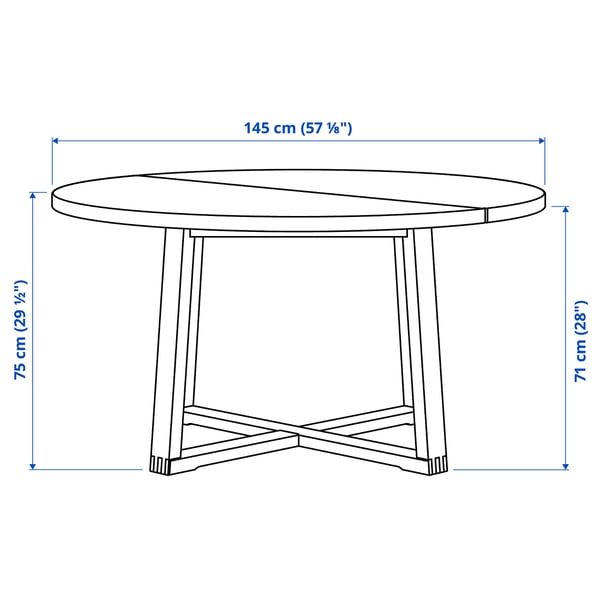 MÖRBYLÅNGA Table, plaqué chêne teinté brun, 145 cm