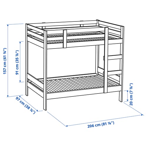 MYDAL Structure lits superposés, blanc, 90x200 cm