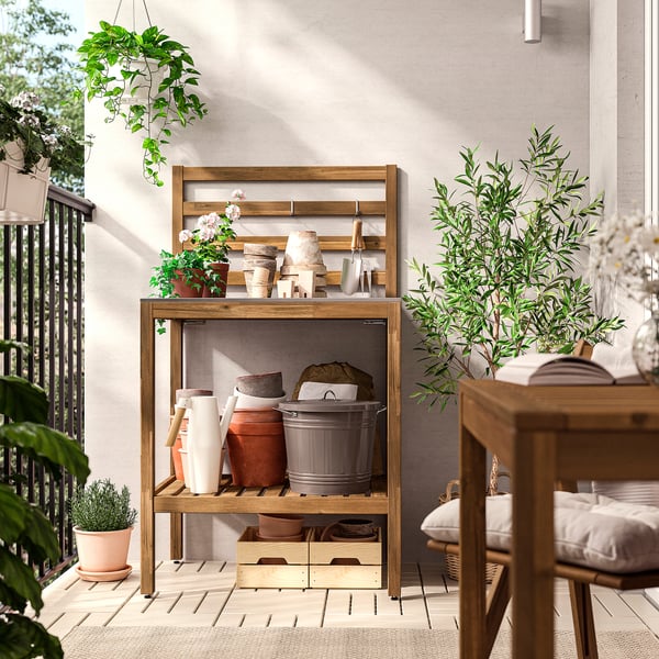 NÄMMARÖ Élément de cuisine ouvert, teinté brun clair/acier inoxydable extérieur, 80x62 cm