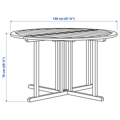 NÄMMARÖ Table+4 chais doss régl, extérieur, teinté brun clair, 130 cm