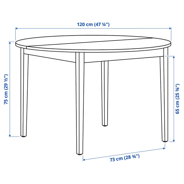NÄSINGE Table, blanc, 120 cm