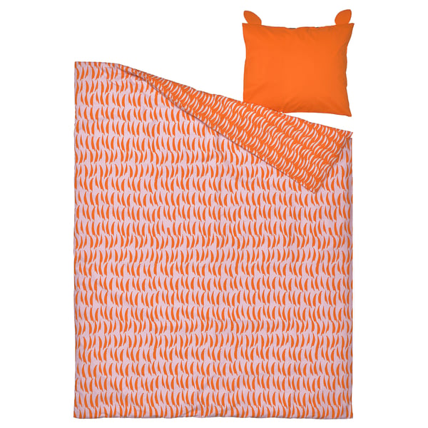 NATTHÄGER Housse de couette et 1 taie, orange/tigre, 150x200/50x60 cm