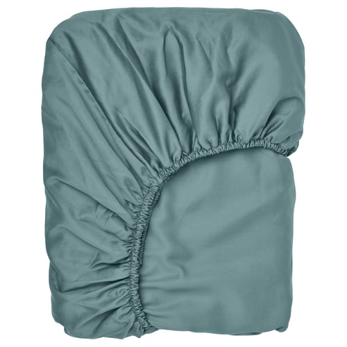 NATTJASMIN Drap housse, bleu vert, 140x200 cm