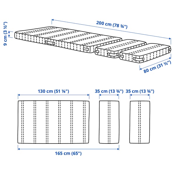 NATTSMYG Matelas mousse pour lit extensible, 80x200 cm