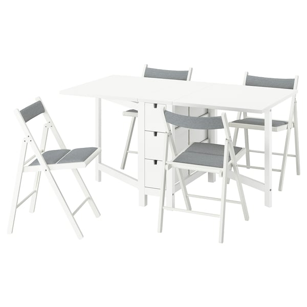 NORDEN / FRÖSVI Table et 4 chaises, blanc/Knisa gris clair, 26/89/152 cm
