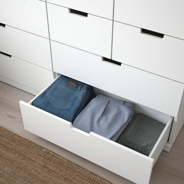 NORDLI Commode avec 12 tiroirs, blanc, 160x99 cm