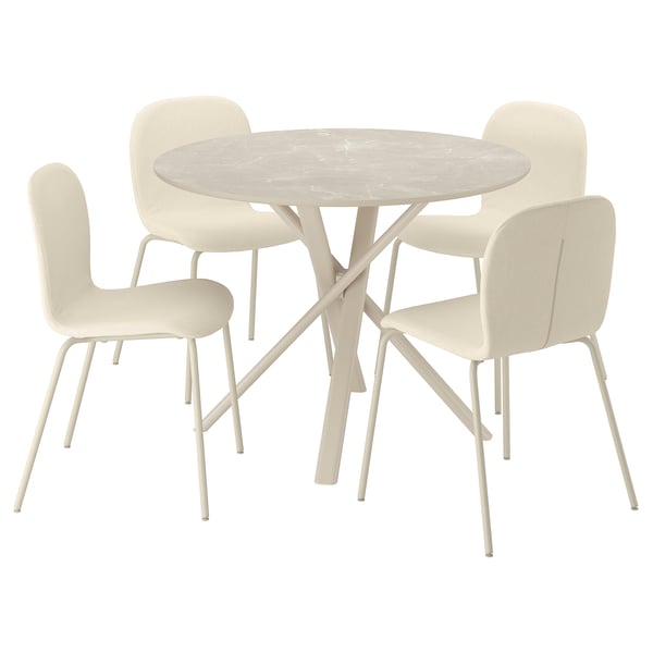 NORRMJÖLE / SKÅLSTA Table et 4 chaises, marbré beige, 105 cm