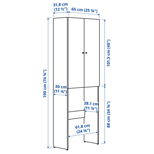 NYSJÖN Meuble pour machine à laver, blanc, 65x190 cm